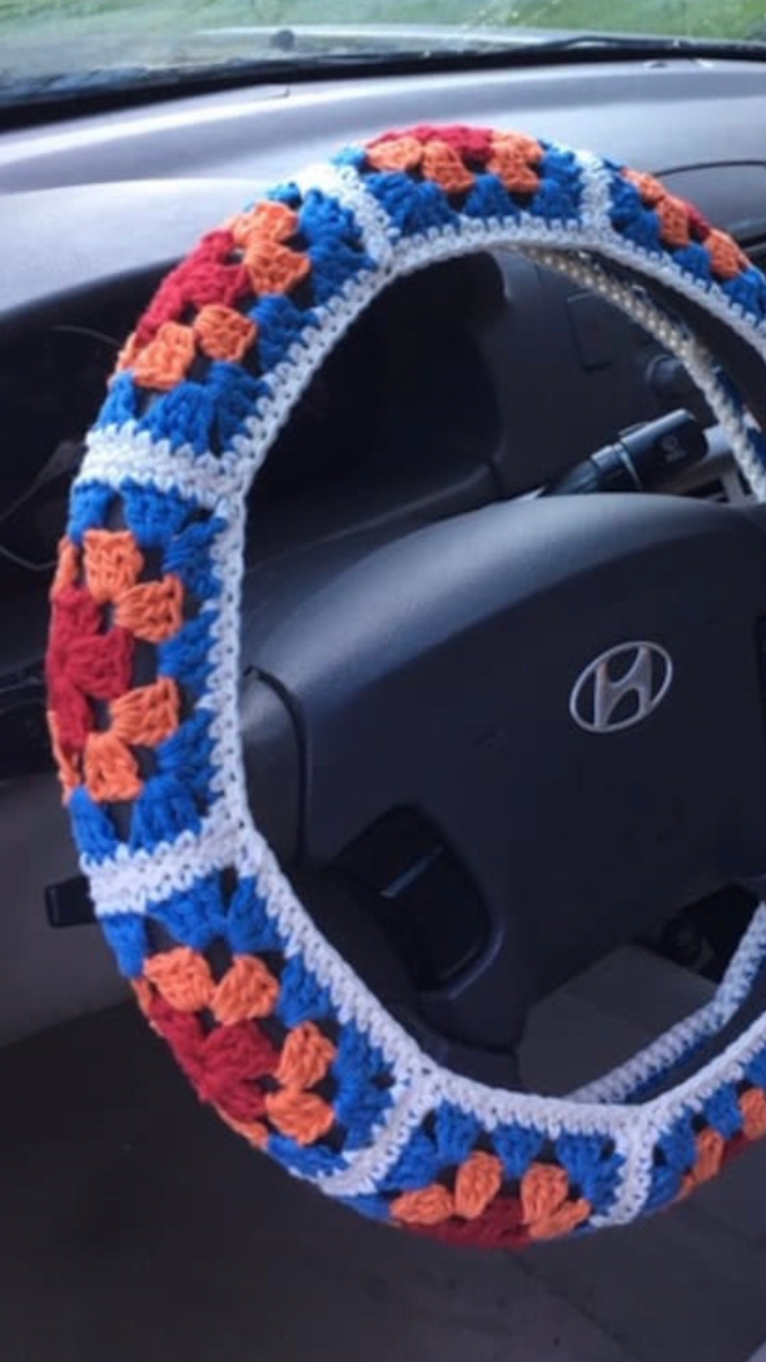 CROCHET PATTERN - Granny Square Steering Wheel Cover Crochet Pattern