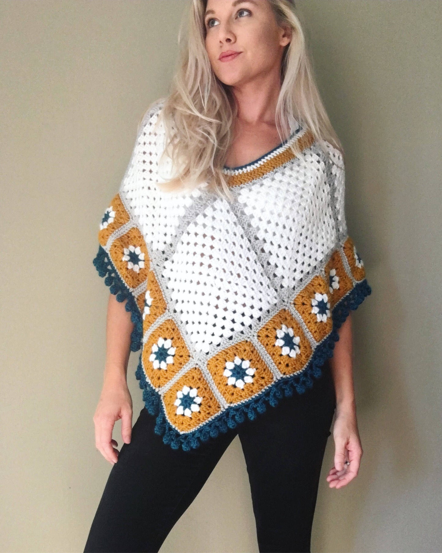 CROCHET PATTERN - The Granny Poncho Crochet Pattern