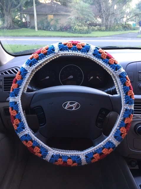 CROCHET PATTERN - Granny Square Steering Wheel Cover Crochet Pattern