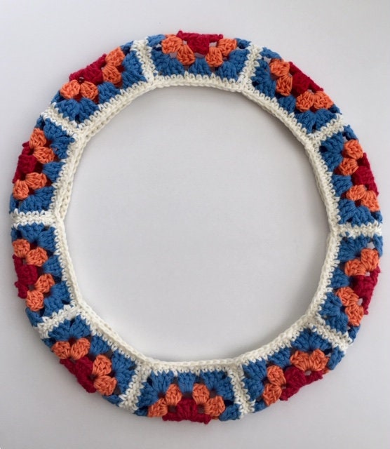 CROCHET PATTERN - Granny Square Steering Wheel Cover Crochet Pattern