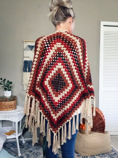 CROCHET PATTERN - Granny Square Shawl Crochet Pattern