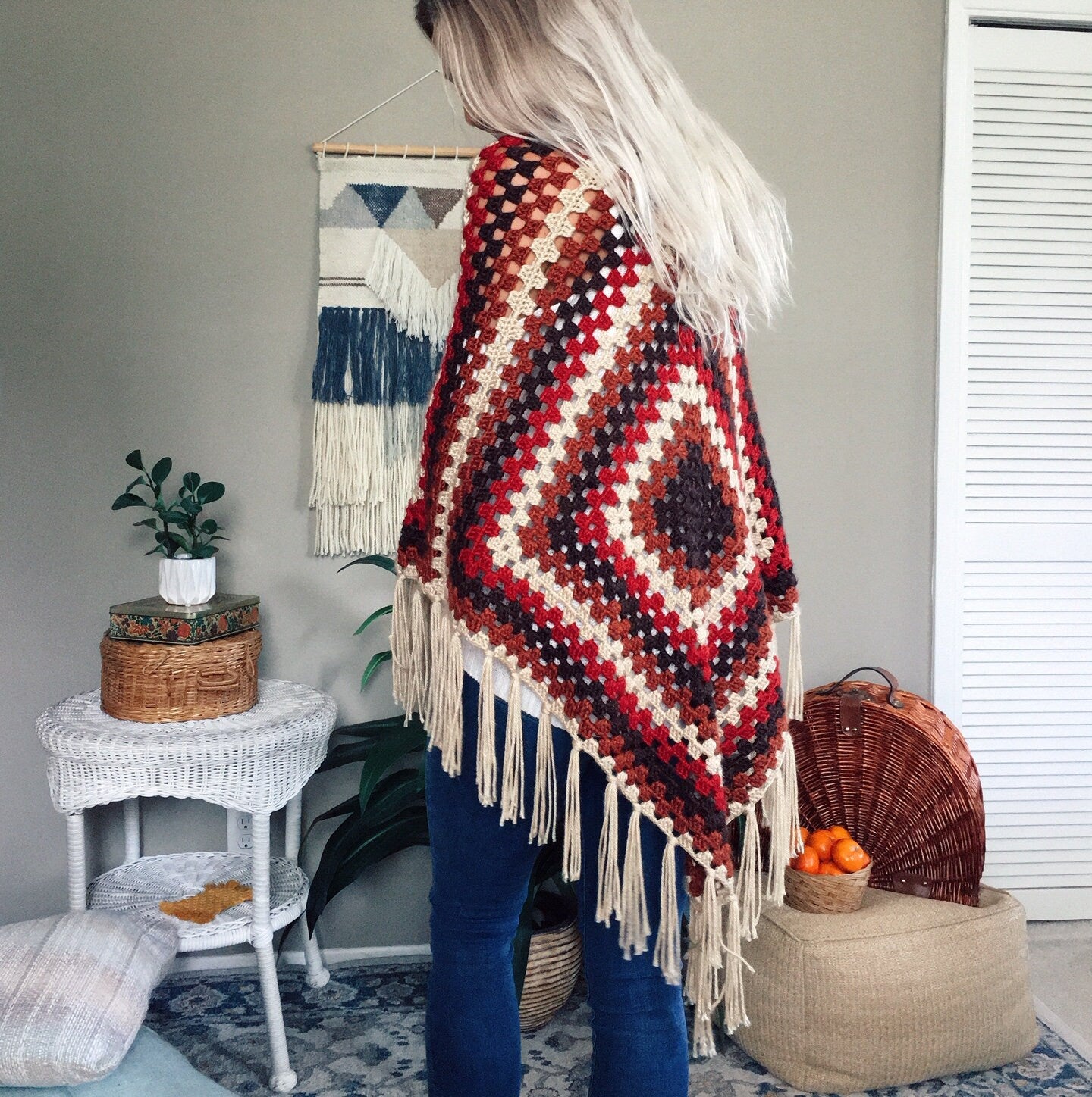 CROCHET PATTERN - Granny Square Shawl Crochet Pattern