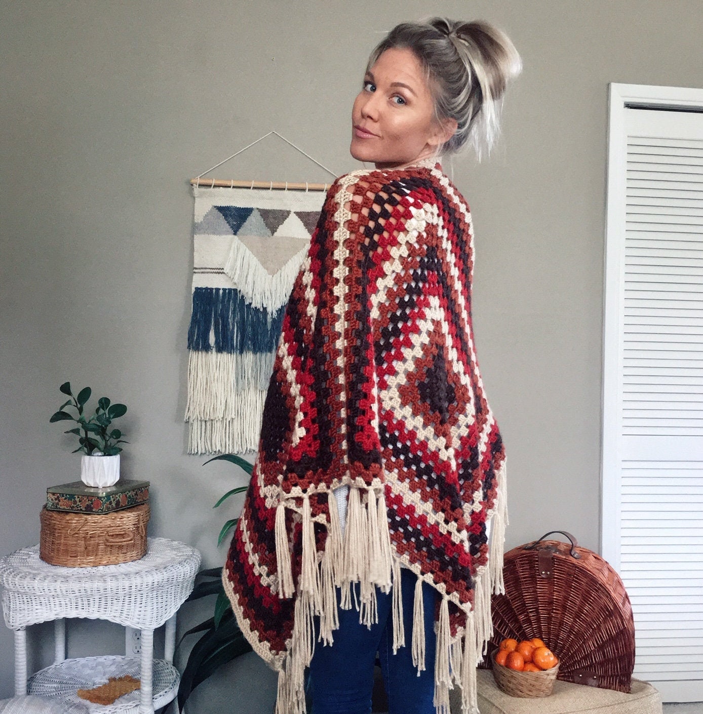 CROCHET PATTERN - Granny Square Shawl Crochet Pattern