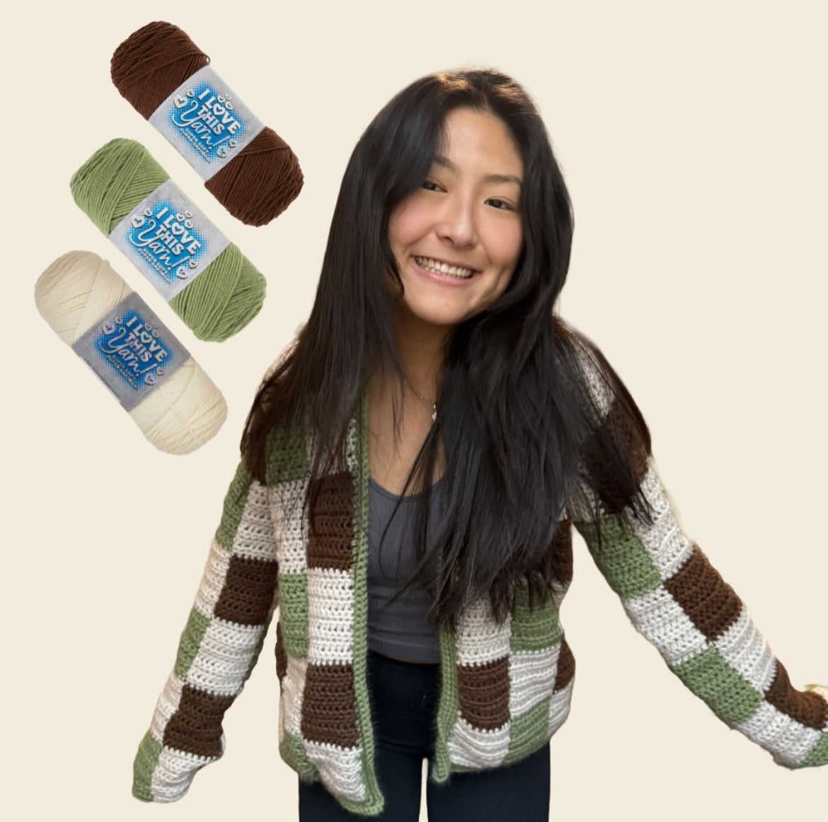 CROCHET PATTERN - The Checkered Cardigan